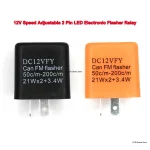 2 Pin 12V Speed Adjustable LED Electronic Flasher Relay for Motorcycle Turn Signal (New)