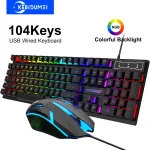 USB Wired Keyboard RGB Color Gaming Keyboard Mechanical Feel Keyboard 104 Keys Standard (New)