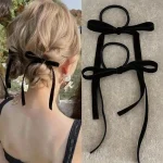 2 8 Fashion Black Velvet Bow Hair Ties for Women Girls Party Hair Accessories (New)