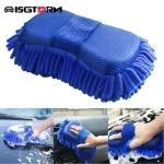 ISGTDRM 1 Car Towels Car Wash Gloves Blue Microfiber Chenille Car Wash Sponge (New)