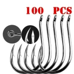 100 box #3~12 High Carbon Steel Fishing Hooks Pack with Hole Fishing Hooks Circle (New)