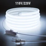 110V 220V Super Bright COB LED Strip with Switch FOB Tape Ribbon EU (New)