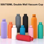 500 750ML Small Mouth Thermos Cup, Outdoor Stainless Steel Bottle, Rubber Paint Sports Kettle, (New)