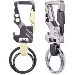 1 Heavy Duty Keychain Bottle Opener Carabiner Metal Car Key Chains for Men (New)