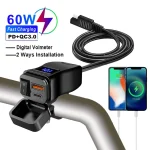 6.8A PD QC3.0 Motorcycle Phone Charger Handlebar Dual USB Socket 60W Waterproof 12V Power (New)
