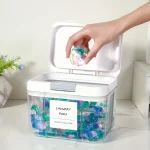 Laundry Pod Container, Laundry Pod Holder, Sealed and Automatic Pop Up, Large Capacity Holds (New)