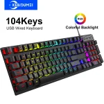 104 Keys Wired Keyboard RGB Colorful Gaming Keyboard Mechanical Feel Keyboard Standard Keyboard (New)
