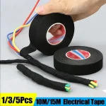 Black Electrical Fabric Tape Heat Resistant Wire Harness Bundle Insulation Auto Wiring Cloth (New)