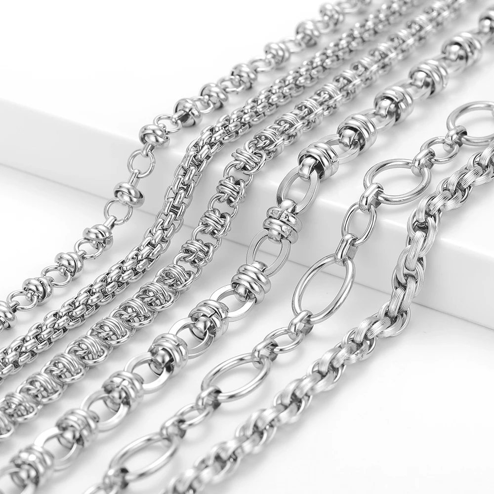 S60ab1bb14a8440f7b2c12a419853ad49k 1 Meter Stainless Steel Handmade Punk Chains DIY Hip Hop Women Men Necklaces (New) - Image 1
