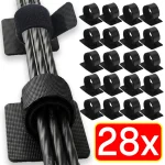 4-28Sets Self-Adhesive Ties Reusable Cable Organizer Ties Holder Adjustable Cord (New)