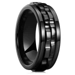 Fashion Punk Style Gear Rotating Anxiety Fidget Ring Titanium Steel Chain Spinner Rings (New)