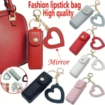 Various colors available, heart shaped mirror portable mini lipstick bag, portable lipstick bag with (New)