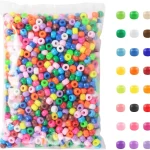 500  1000  Pony Beads Plastic Beads for Bracelet Making, Multi Colored Beads for (New)