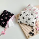 Cute Women Makeup Mini Bag Korean Bow Portable Coin Purse Small Pouch Handbag (New)