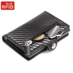 Carbon Fiber Wallet For Men Credit Card Holder RFID Blocking Thin Mini Aluminium (New)