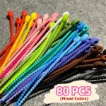 80 Twistable and Multifunctional Cable Wire Organizer 80 Silicone Cord Management Ties for (New)