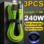 1 3 LED Display 240W USB Type C Cable PD Fast Charging Phone Charger (New)