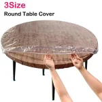Round Tablecloth Elastic Transparent PVC Waterproof Oil Proof Table Protector Cover Home Fitted Dinning (New)