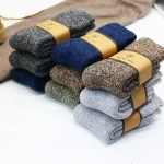 Winter Mens Merino Wool Socks Super Thick Warm High Quality Harajuku Retro Snow (New)