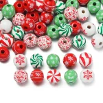 5 10 16mm Wooden Beads Green Snowman Christmas Spacer Beads for DIY Bracelet Keychain (New)