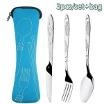 Picnic Set Tableware Washable with Zipper Travel Cutlery Kit Case Portable Pouch for (New)