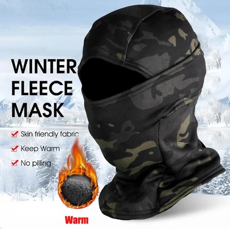S6674349a431943e2b0640aaa8f8de975g Winter Fleece Warm Camouflage Balaclava Outdoor Cold proof Ski Cycling Full Face Mask Motorcycle (New) - Image 1