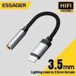 Essager Lighting to 3.5mm Jack Audio Adapter Headphone Aux Cable (New)