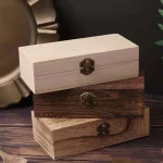 Rectangular Wooden Storage Box Retro Jewelry Box Desktop Organizer Wood Clamshell Container Wooden (New)