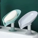 1 Drain Soap Holder Leaf Shape Soap Box Suction Cup Tray Drying Rack (New)