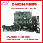 DA0Z8GMB8F0 Laptop Motherboard For Acer Aspire A314 32 A315 32 Mainboard With N4000 N4020 N5030 (New)