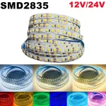 DC12V 24V 2835 LED Strip 120LEDs m Home Lamp Strip Red Ice Blue Green (New)