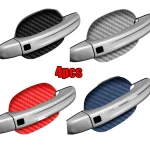 4 Car Door Handle Bowl Scratch Protective Sticker Silver Carbon Fiber Car Door (New)