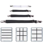 4 set Elastic Bed Sheet Strip Fastener Bed Sheet Grippers Belt Adjustable Mattress Cover (New)