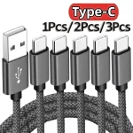 Nylon Data Cable Fast Charger 1M 2M 3M USB A To Type C (New)