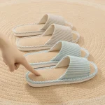 Linen Women Home Slippers Summer Flat Living Room Sandals Lightweight Comfortable Non Slip Slides (New)