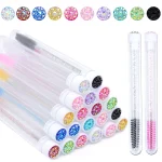 20 Eyelash Extension Brushes With Tubes Lash Mascara Wands Eyebrow Comb Spoolies Container (New)