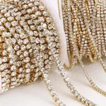 1Meter Stainless Steel Crystal Rhinestone Chain Sew On Glue On Trim Cup Chains for DIY (New)