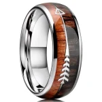 Fashion 8mm Silver Color Stainless Steel Arrow Rings for Men Women Inlaid Hawaiian (New)