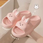 Cute Rabbit Unisex Slippers Non Slip Slip On Indoor Slippers Comfortable Soft Home Slippers (New)