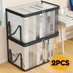2 Large Transparent Storage Boxes with Flip Lid   with Black Frame,Cabinet Organization (New)
