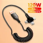 120W 3 in 1 Mobile phone fast charging data cable For iPhone Huawei Xiaomi Super (New)