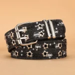 Fashion Luxury Belt Black Punk Accessories Blue Denim Girdle HipHop Y2k Star (New)