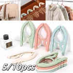 5 10 Folding Travel Hangers Portable Random Color Plastic Non Slip Closet Drying Rack (New)
