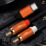 USB C to Dual RCA Hi Fi Stereo Audio Cable   Works with Smartphones, Tablets, (New)