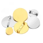 10 Stainless Steel 15 30mm Gold Brooches Cabochon Cameo Settings Bezel Disc Base Blank (New)