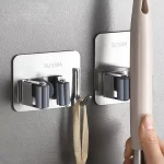 Multi Purpose Hooks Adhesive Wall Hanging Mop Rack Broom Hanger Hook Kitchen Bathroom Organization (New)