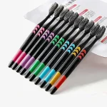 10 Pieces Packed Soft Bristle Bamboo Charcoal Black Hair Ultra Fine Beauty Toothbrush Couple (New)