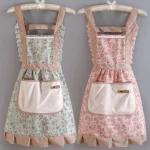 1 Piece For Womens Floral Home Apron With Pocket, Adjustable Apron For Kitchen, (New)