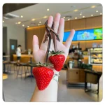 3D Resin Strawberry Bag Charm Cute Keychain Pendant for Phone Lanyard Bag Accessories (New)