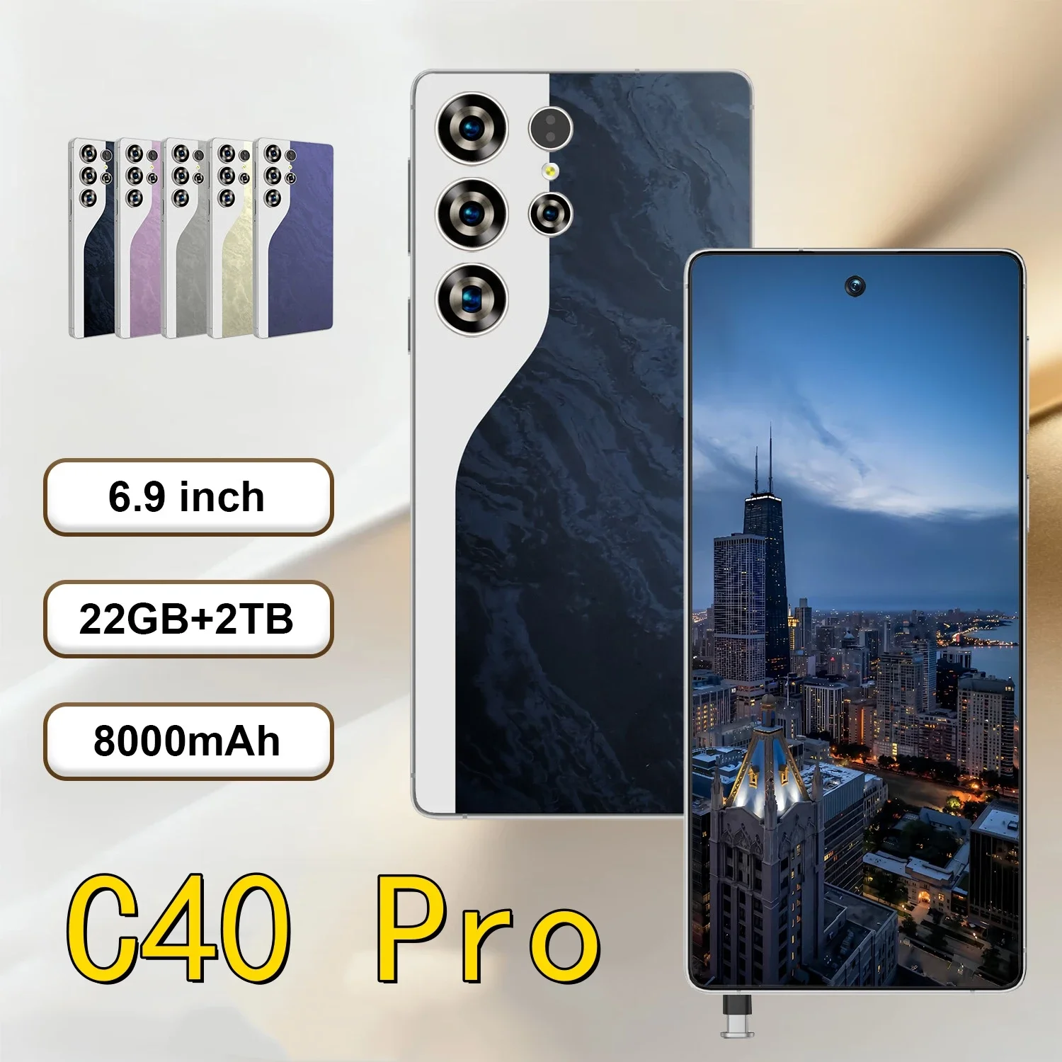 S73097d7780ae4831ae02ccd2630ff057M.webp Battery High Quality C40 Pro intelligent 4G 5G dual card (New) - Image 1